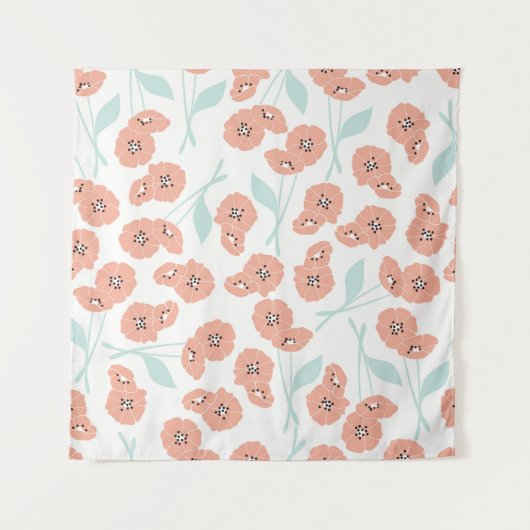 naadloos patroon met bloemen en bloemelementen, wandkleed (Voorkant)