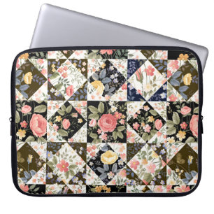 naadloos patroon met bloemen laptop sleeve