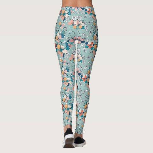 Naadloos patroon met bloemen leggings (Achterkant)