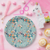 Naadloos patroon met bloemen papieren bordje (Feest)