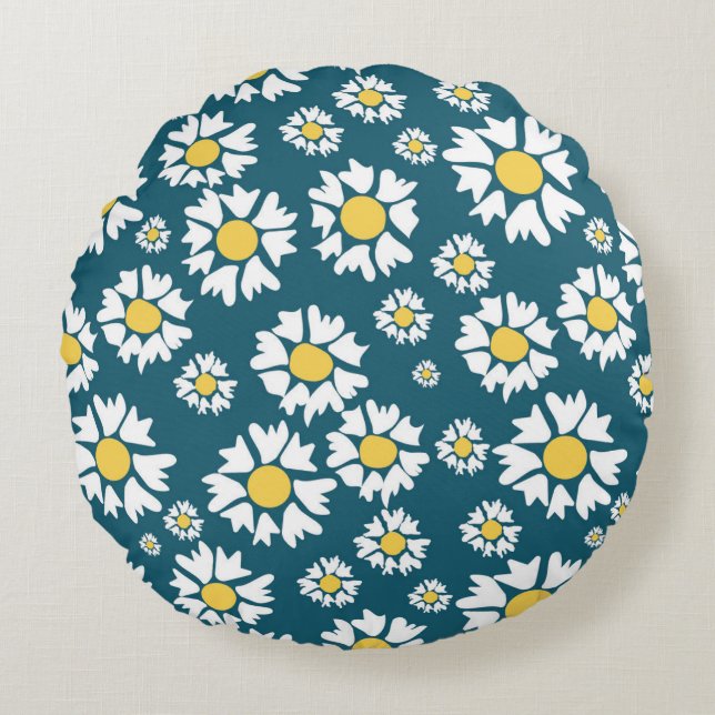 Naadloos patroon met bloemen rond kussen (Voorkant)