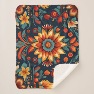 Naadloos patroon met bloemen sherpa deken