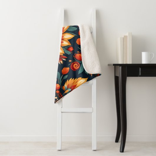 Naadloos patroon met bloemen sherpa deken (In situ)