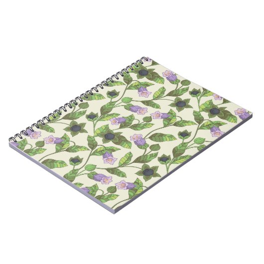 Naadloos patroon met bloemen van belladonna. Een s Notitieboek (Linkerzijde)