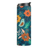 Naadloos patroon met bloemsierversiering thermosbeker (Gedraaid links)