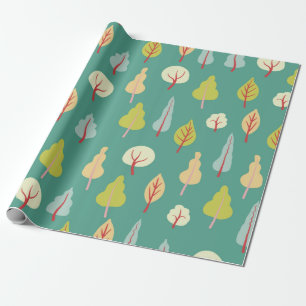 Naadloos patroon met bomen. gekleurde herfstbomen cadeaupapier