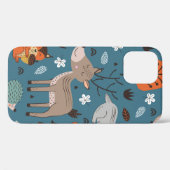 Naadloos patroon met bosdieren op blauwe achtergro Case-Mate iPhone case (Achterkant (horizontaal))