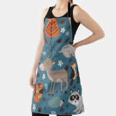 Naadloos patroon met bosdieren op blauwe achtergro schort (Insitu)