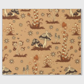 Naadloos patroon met bruine paddenstoelen op b cadeaupapier (Vlak)