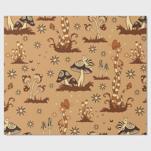 Naadloos patroon met bruine paddenstoelen op b cadeaupapier (Vlak)