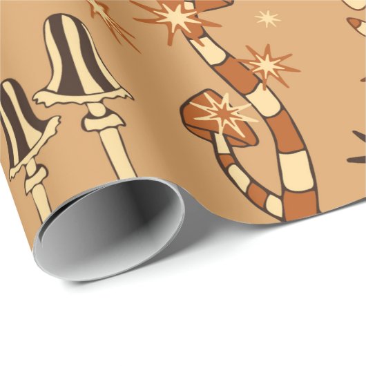 Naadloos patroon met bruine paddenstoelen op b cadeaupapier (Rol Hoek)