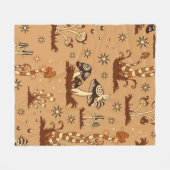 Naadloos  patroon met bruine paddenstoelen op b fleece deken (Voorkant (Horizontaal))