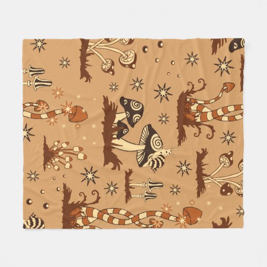 Naadloos  patroon met bruine paddenstoelen op b fleece deken (Voorkant (Horizontaal))