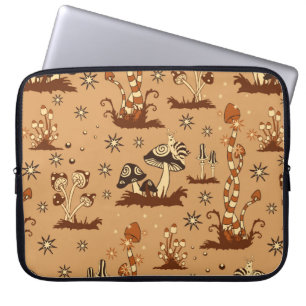 Naadloos  patroon met bruine paddenstoelen op b laptop sleeve