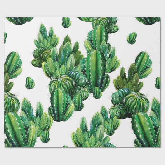 Naadloos patroon met cacti-waterverf. Cactus ill Cadeaupapier (Vlak)