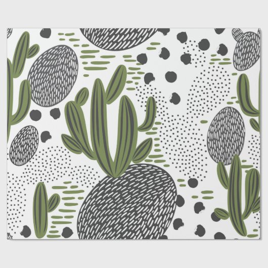 naadloos patroon met cactus op witte achtergrond. cadeaupapier (Vlak)