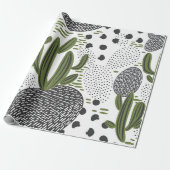 naadloos patroon met cactus op witte achtergrond.  cadeaupapier (Uitgerold)