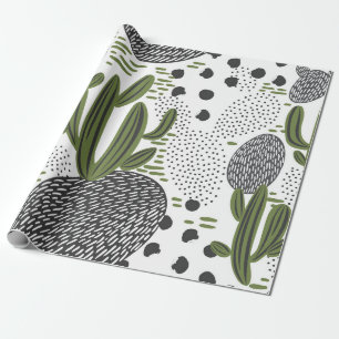 naadloos patroon met cactus op witte achtergrond.  cadeaupapier