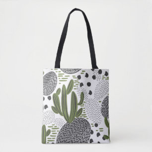 naadloos patroon met cactus op witte achtergrond.  tote bag