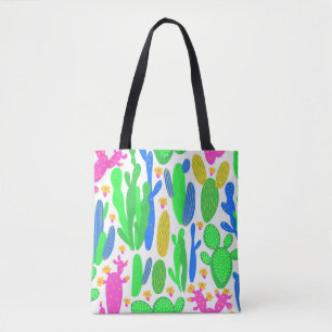 naadloos patroon met cactus op witte achtergrond.  tote bag