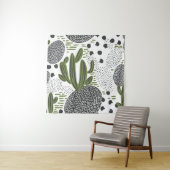 naadloos patroon met cactus op witte achtergrond.  wandkleed (In situ)