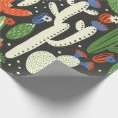 naadloos patroon met cactus op zwarte achtergrond. cadeaupapier (Hoek)