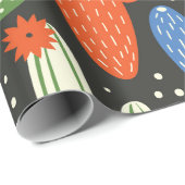 naadloos patroon met cactus op zwarte achtergrond. cadeaupapier (Rol Hoek)