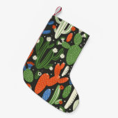 naadloos patroon met cactus op zwarte achtergrond. kleine kerstsok (Voorkant (Hangend))