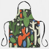 naadloos patroon met cactus op zwarte achtergrond. schort (Voorkant)