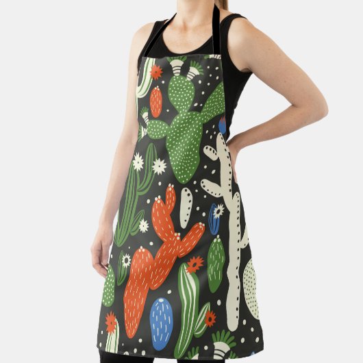 naadloos patroon met cactus op zwarte achtergrond. schort (Insitu)