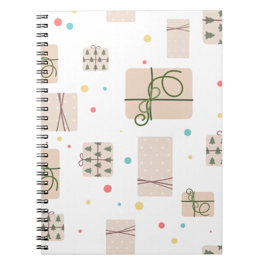 Naadloos patroon met cadeaudozen. Giften verpakt i Notitieboek (Voorkant)