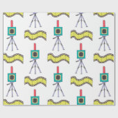 Naadloos patroon met camera's en filmstrips op een cadeaupapier (Vlak)