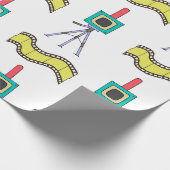Naadloos patroon met camera's en filmstrips op een cadeaupapier (Hoek)