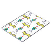 Naadloos patroon met camera's en filmstrips op een notitieboek (Linkerzijde)