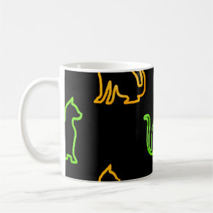 Naadloos patroon met catabstract, dierlijk, kunst, koffiemok