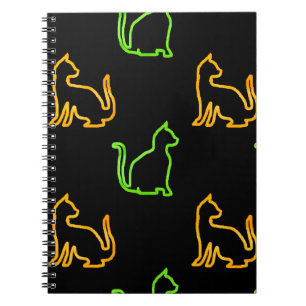 Naadloos patroon met catabstract, dierlijk, kunst, notitieboek