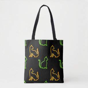 Naadloos patroon met catabstract, dierlijk, kunst, tote bag