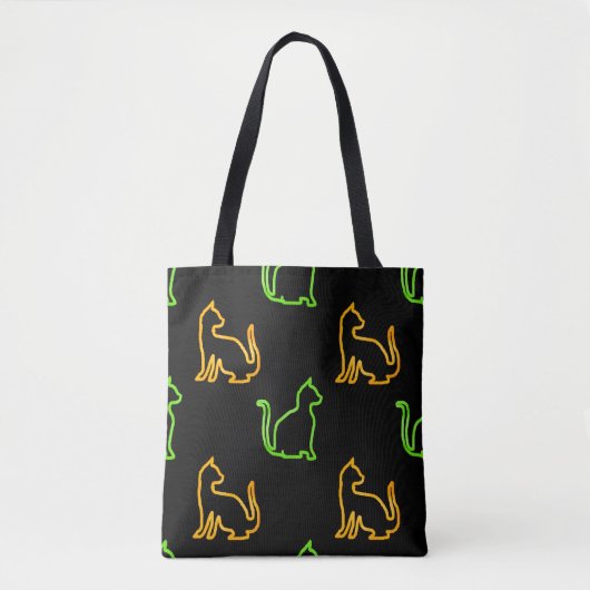 Naadloos patroon met catabstract, dierlijk, kunst, tote bag (Voorkant)