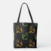 Naadloos patroon met catabstract, dierlijk, kunst, tote bag (Achterkant)
