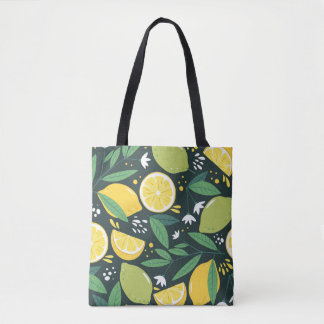 Naadloos patroon met citroenen. Abstracte kunstafd Tote Bag
