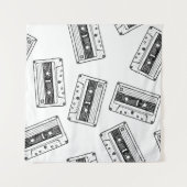 Naadloos patroon met compact cassette in  wandkleed (Voorkant (horizontaal))