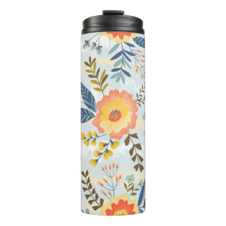naadloos patroon met de abstracte bloemen thermosbeker