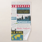 naadloos patroon met de Britse of Londense krant. Badhanddoek (Badhanddoek)