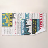 naadloos patroon met de Britse of Londense krant.  Badhanddoek (Badhanddoek)