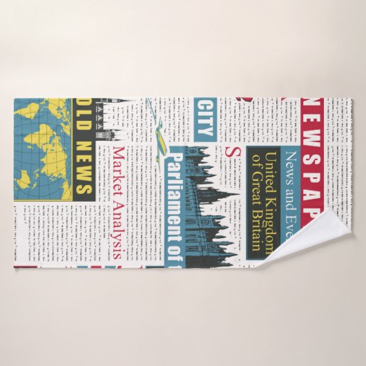 naadloos patroon met de Britse of Londense krant. Badhanddoek (Badhanddoek)