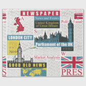 naadloos patroon met de Britse of Londense krant.  Cadeaupapier (Vlak)