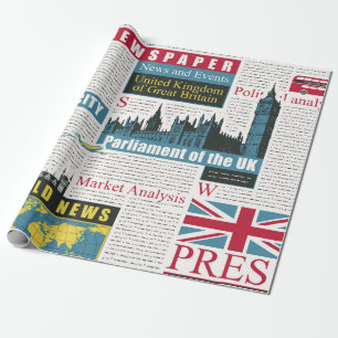 naadloos patroon met de Britse of Londense krant.  Cadeaupapier