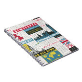 naadloos patroon met de Britse of Londense krant. Notitieboek (Rechterzijde)