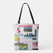 naadloos patroon met de Britse of Londense krant. Tote Bag (Achterkant)