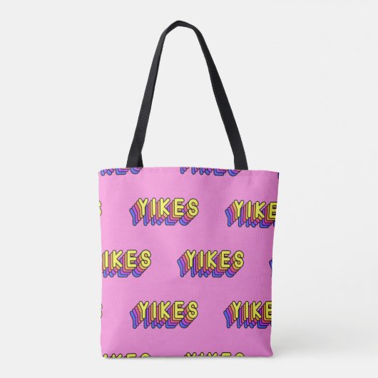 Naadloos patroon met de woorden "Yikes" geïsoleerd Tote Bag (Achterkant)